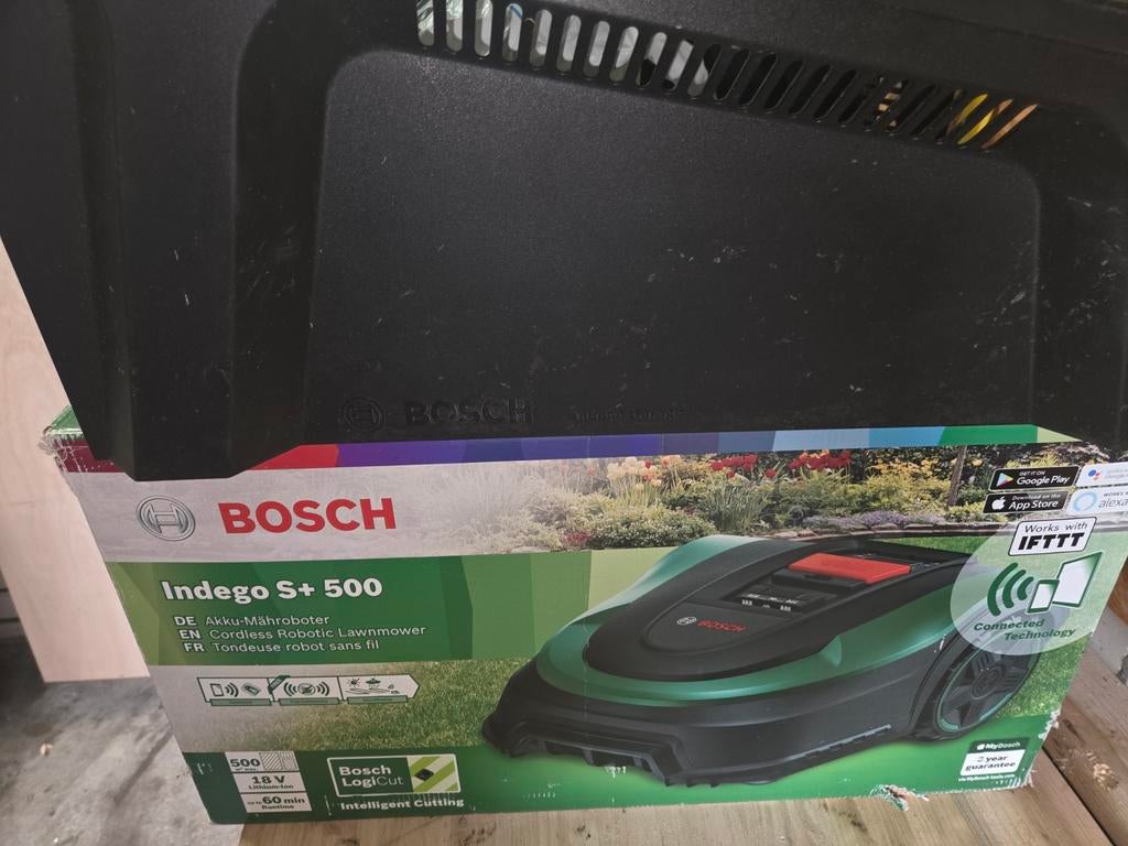 Bosch Indego S+ 500 Robotmaaier - Gebruikt in doos, Ophalen, Cirkelmaaier, Gebruikt, Accu-grasmaaier
