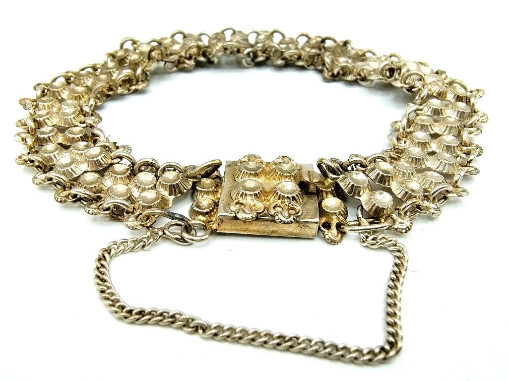 Antieke Friese zilveren klederdracht armband, 19,5 cm