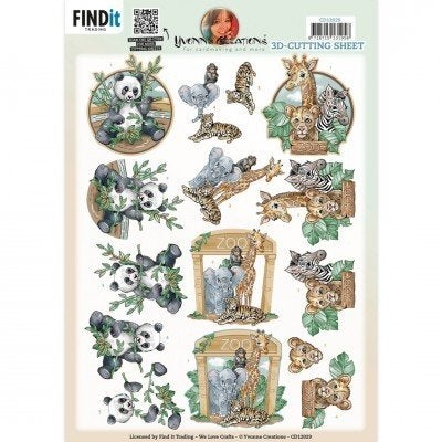 Yvonne Creations CD12029 Zoo Panda 3D knipvel A4, Dieren, ., Nieuw, Ophalen of Verzenden