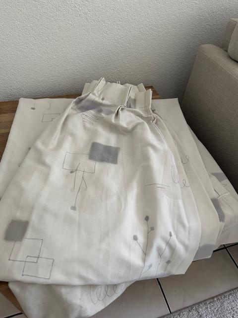 lang gordijn cremewit met print, Ophalen, Gebruikt, Crème, Gordijn
