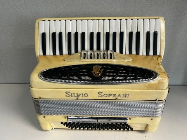Silvio Soprani Accordeon, Gebruikt, Met riemen, Silvio, 80-bas