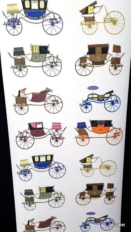 13043 Vintage koetsen behang voor vrolijke kinderkamer swiet, Verzenden, Wit