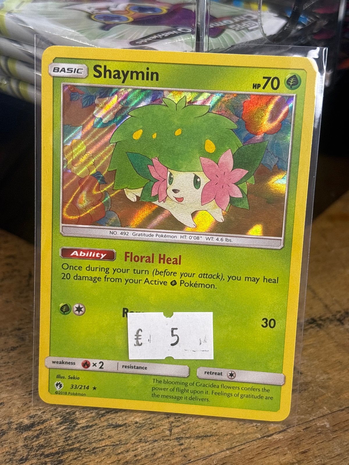 Pokémon Kaart Shaymin Basic HP 70 Floral Heal Foil, Ophalen of Verzenden, Zo goed als nieuw, Losse kaart, Foil