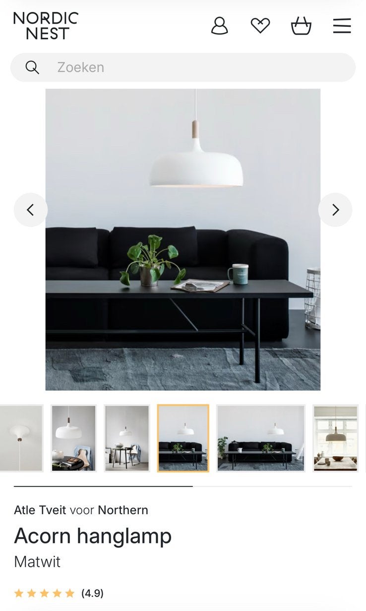 Northern Lighting Norway Aluminum Acorn Hanglamp Matwit, Ophalen, Zo goed als nieuw, Hout, Minder dan 50 cm