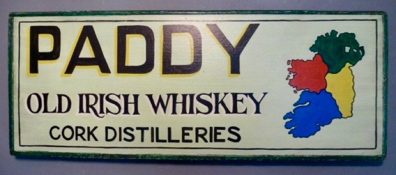 Handgeschilderd Irish pub bord / Iers Paddy Whiskey /mancave, Reclamebord, Ophalen of Verzenden, Zo goed als nieuw, B6