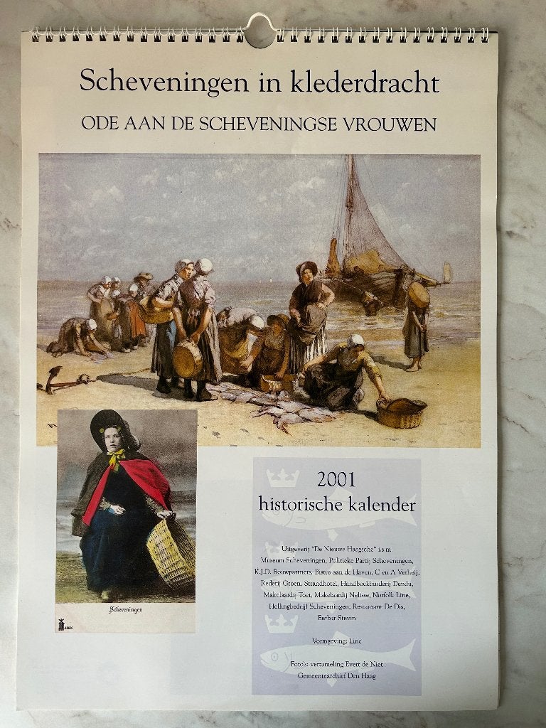 Historische kalender Scheveningen en diverse prenten, Ophalen of Verzenden, Maandkalender, Gebruikt