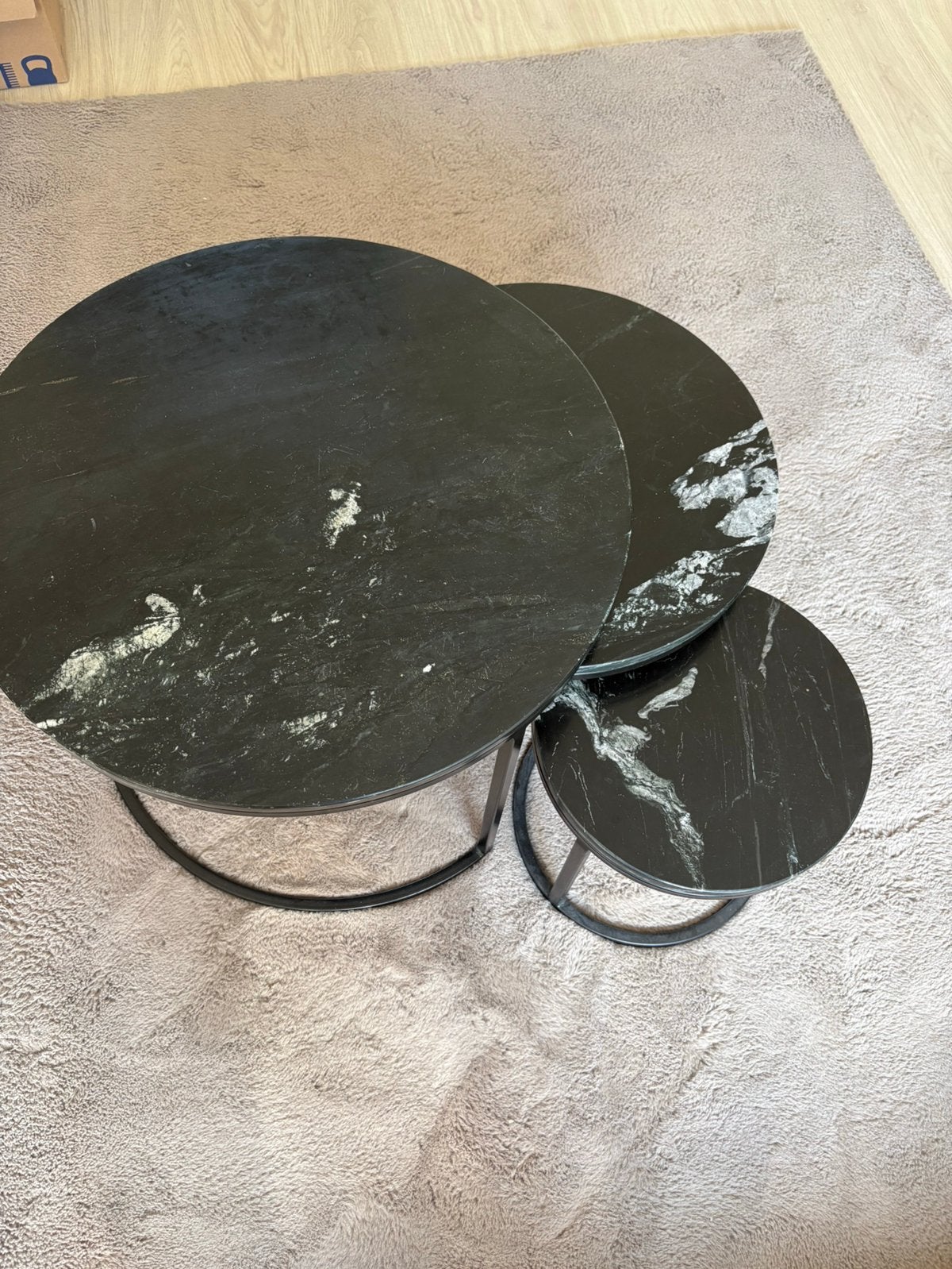 Marmeren salontafel set, Ophalen, Rond, 50 tot 100 cm, Zo goed als nieuw