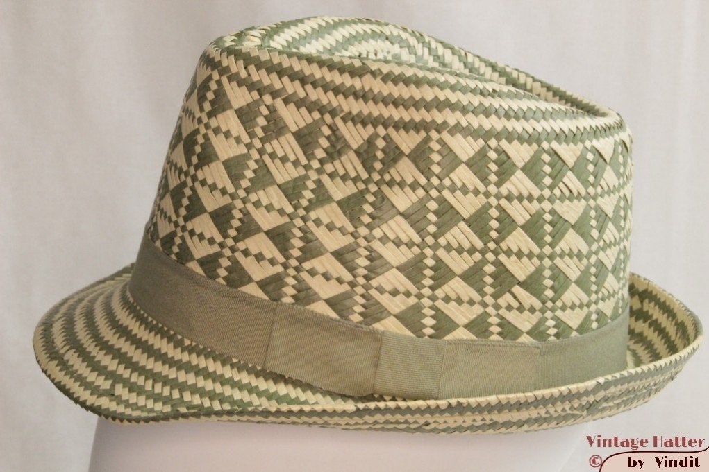 nieuwe gleufhoed Trilby strohoed met groen maat 58 en 59, Hoed, Hawkins, Nieuw, Ophalen of Verzenden