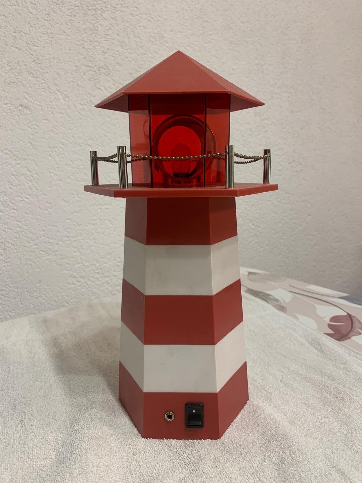 Decoratieve vuurtoren lamp rood/wit gestreept, Ophalen, Meerkleurig, Overige stijlen, Kunststof