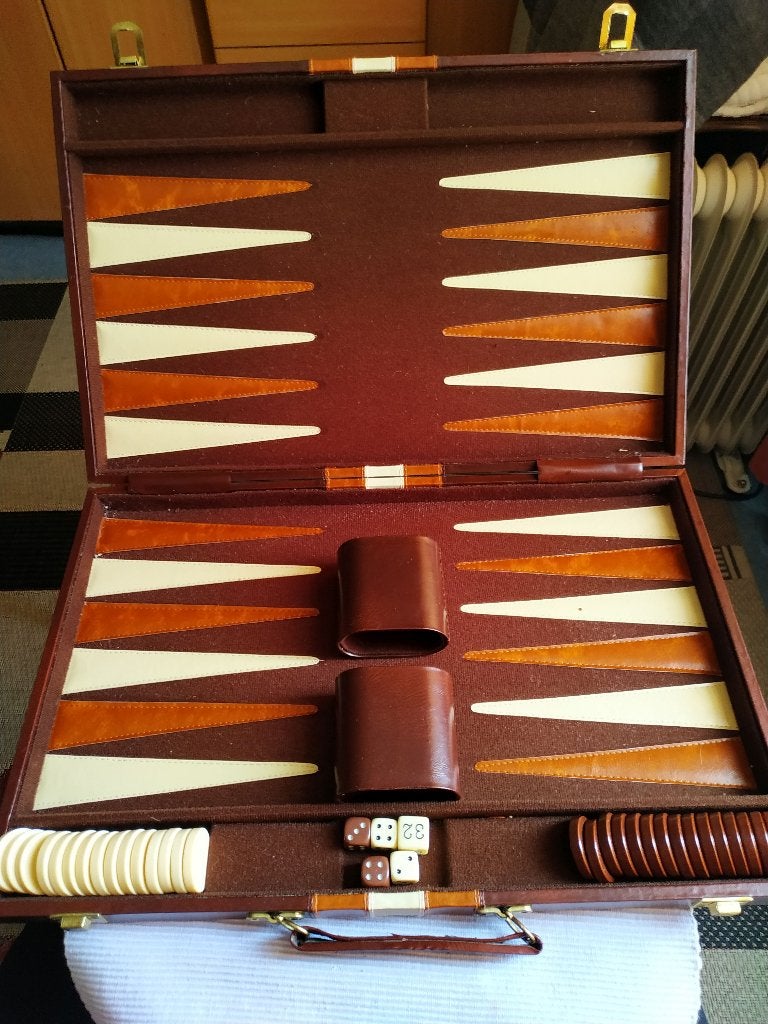 Backgammon Koffer Bruin, Een of twee spelers, Ophalen of Verzenden, Nieuw