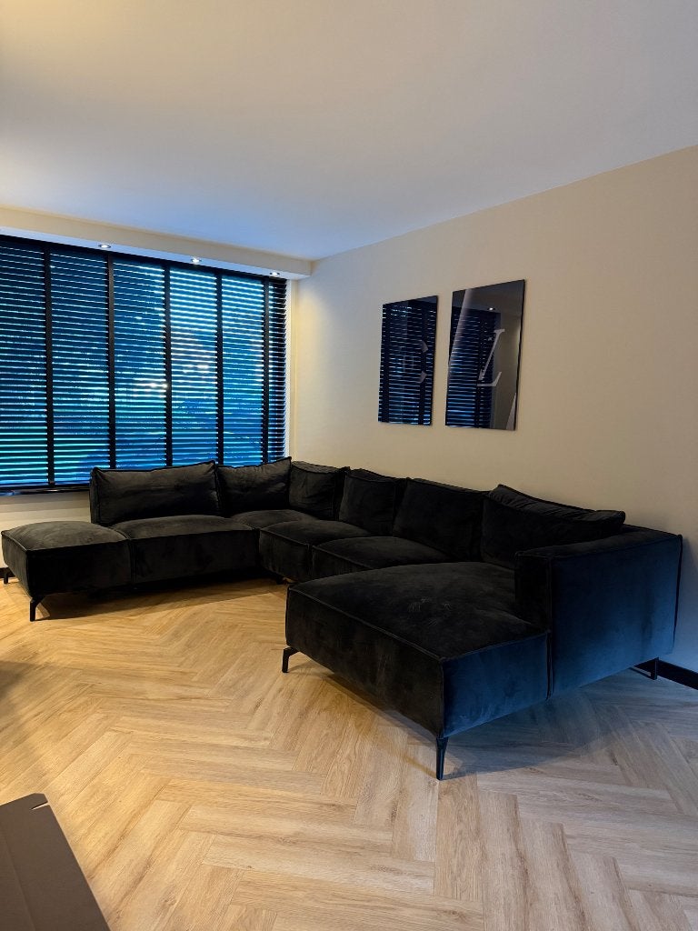 Zwarte bank van Zitmaxx, Huis en Inrichting, Ophalen, Gebruikt, Hoekbank, 300 cm of meer