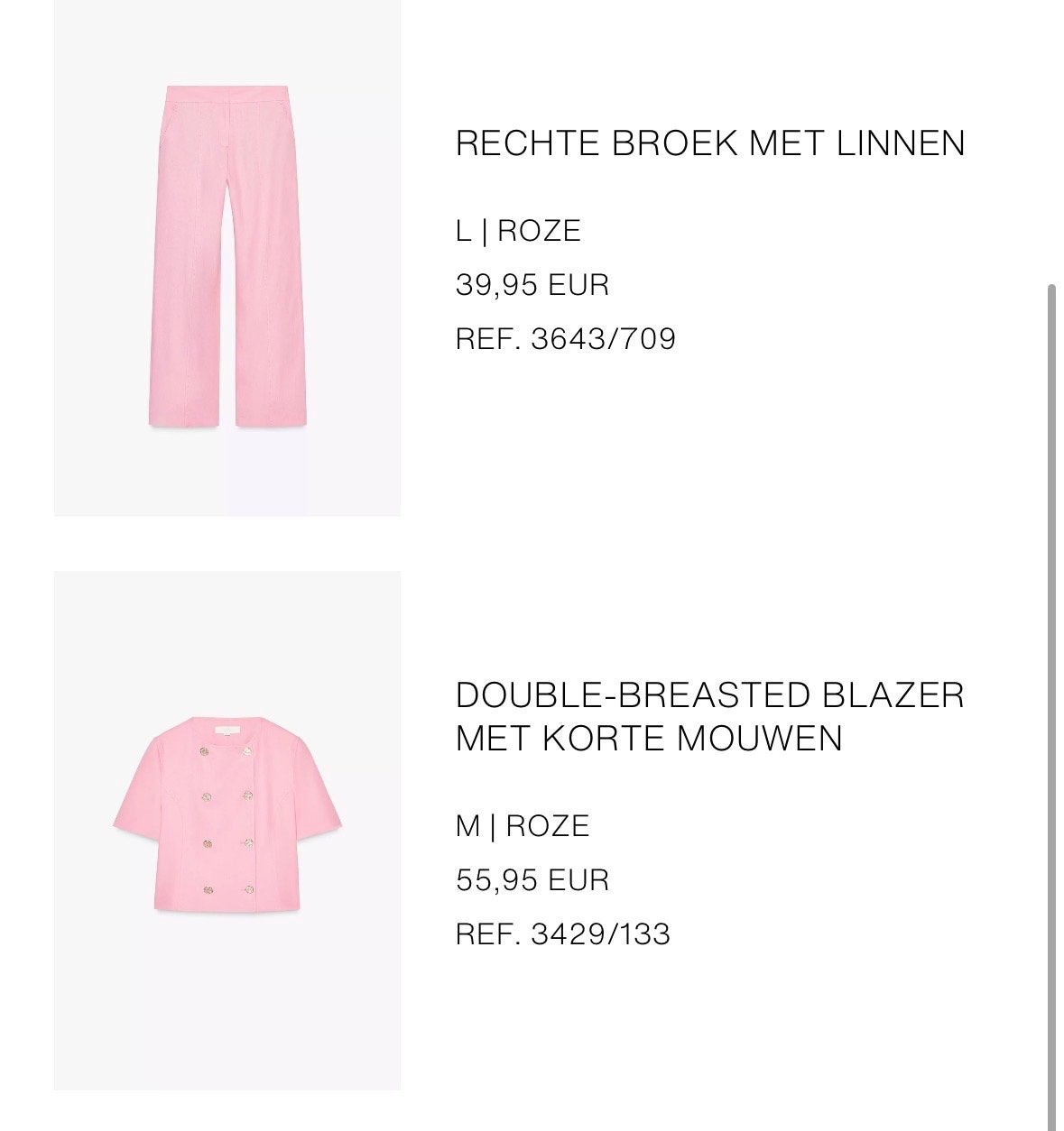 Roze Broek en Double-Breasted Blazer Set - Maat L/M, Maat 42/44 (L), Nieuw, Ophalen of Verzenden, Roze