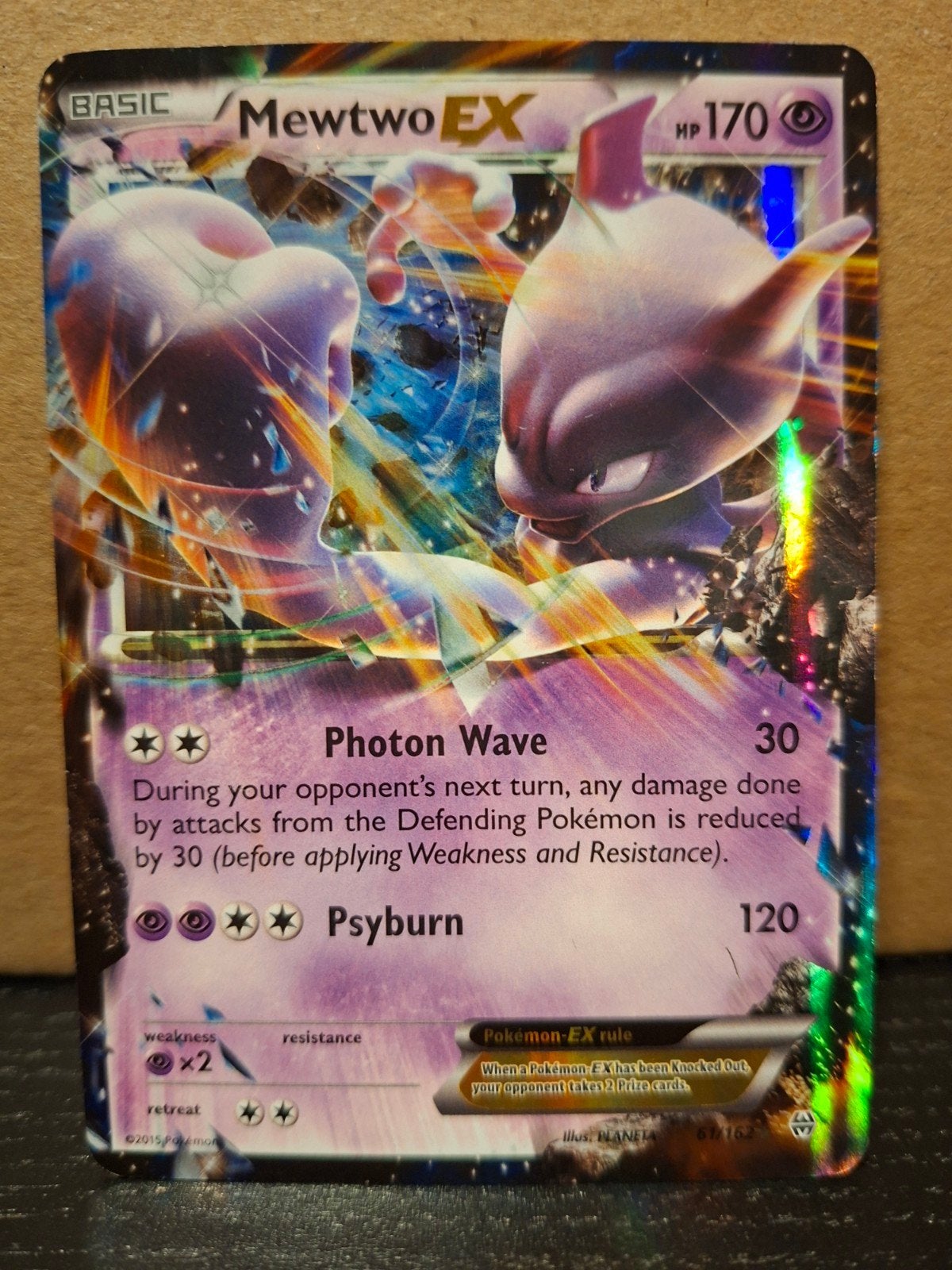 Mewtwo EX 61/162 - Pokémon BREAKthrough - MP, Ophalen of Verzenden, Gebruikt, Losse kaart, Foil