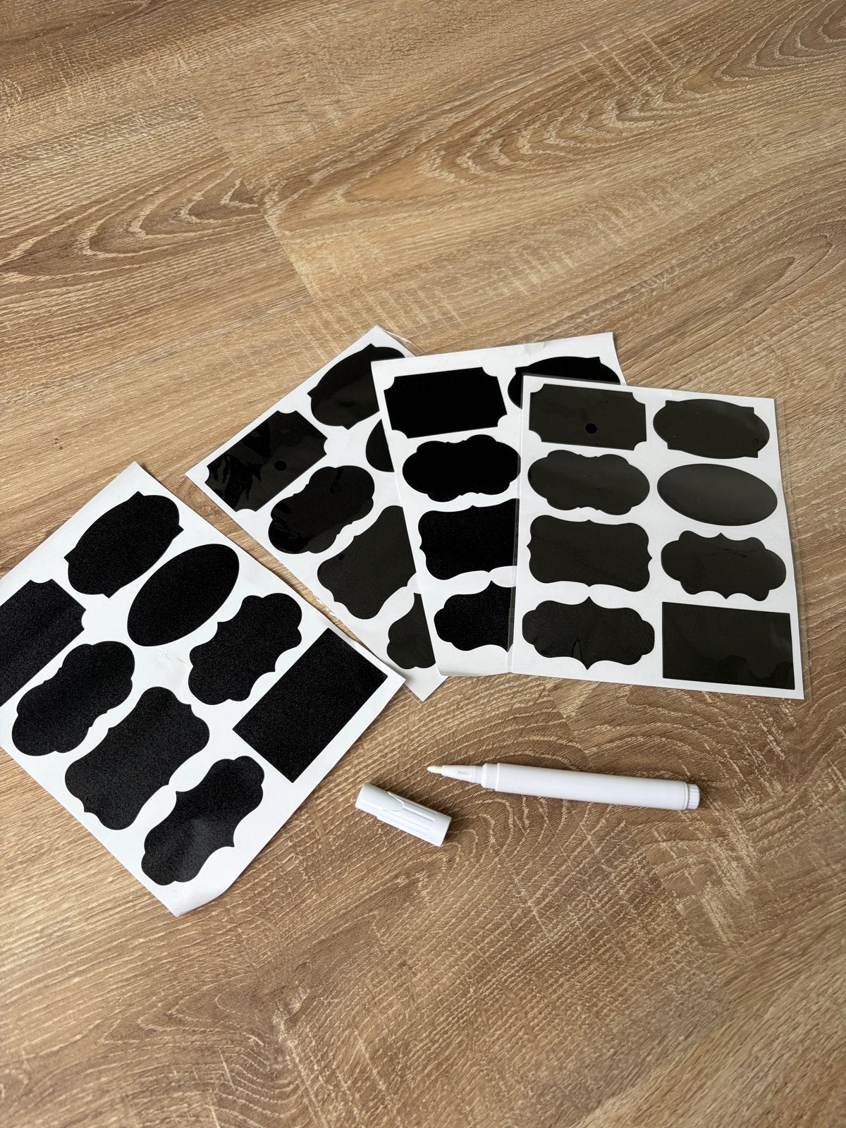 Zwarte stickers voorraadpotten keuken incl. witte stift, Ophalen of Verzenden, Nieuw
