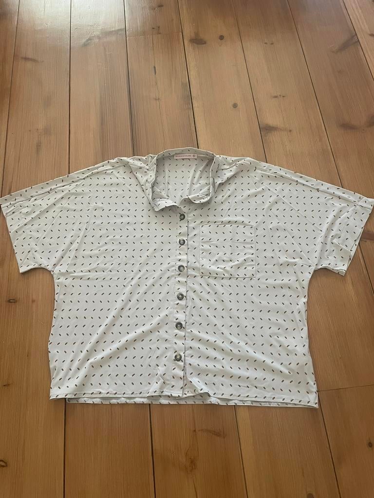 Leuke beigebruine travelstof blouse Studio Anneloes, XXL, Ophalen of Verzenden, Zo goed als nieuw, Maat 46/48 (XL) of groter, Overige kleuren