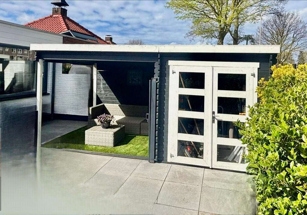 Tuinhuis Helena 472x230 met overkapping - Zo goed als nieuw, Tuin en Terras, Ophalen, 200 tot 400 cm, 250 tot 500 cm, Zo goed als nieuw