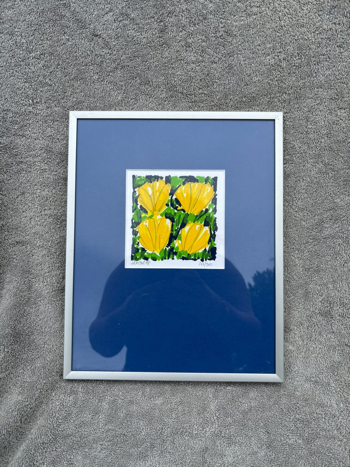 Vintage zeefdruk gele tulpen Ad van Hassel, Verzenden, Overige onderwerpen, Lithografie
