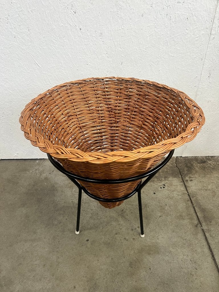 Vintage Rieten Puntmand / Plantenmeubel, Nederland 1960's, Ophalen, Gebruikt, Mand, Onbekend