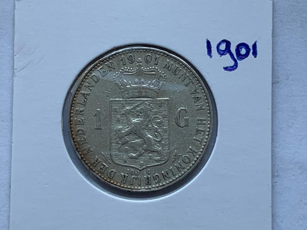 Zilveren oude gulden wilhelmina 1901, Ophalen of Verzenden, Koningin Wilhelmina, 1 gulden