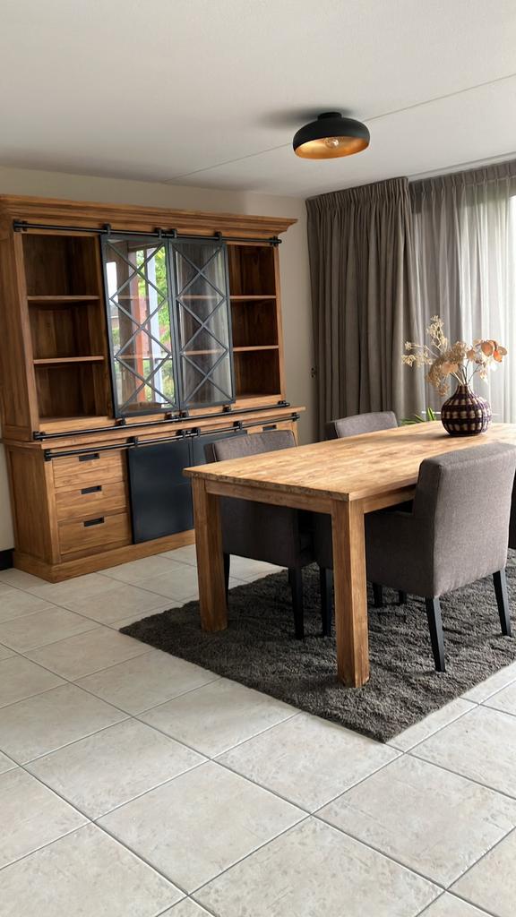 Teak eettafel, Huis en Inrichting, Tafels | Eettafels, Ophalen, Teakhout, 200 cm of meer, 50 tot 100 cm