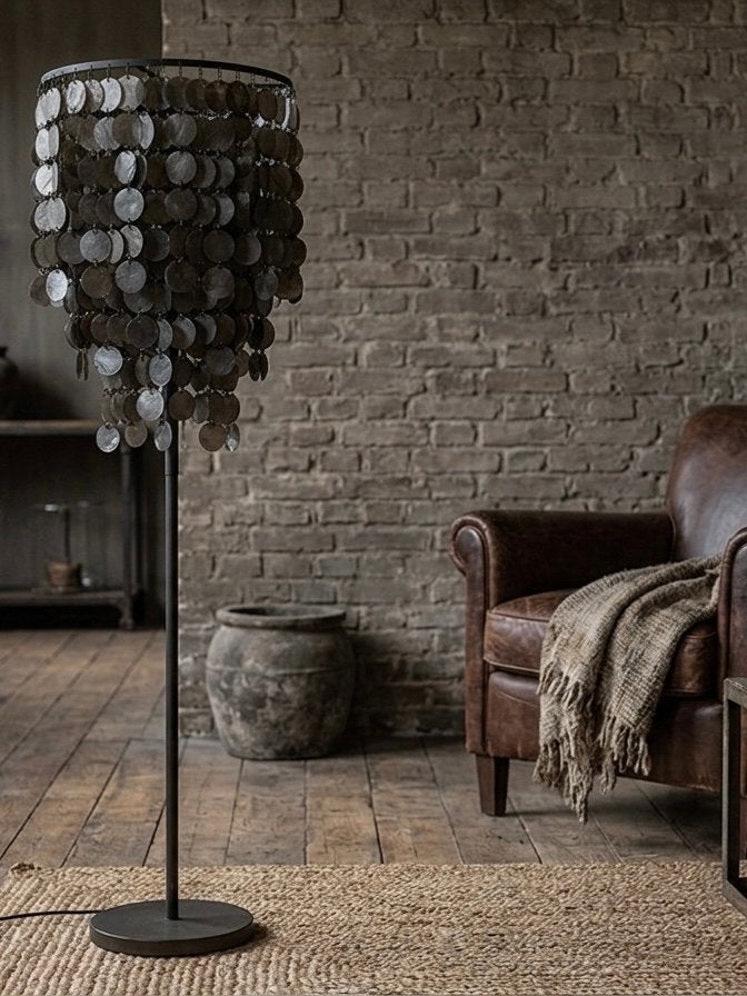 Zwarte Vloerlamp met Schijfjes - Ø 60 cm, H 150 cm, Ophalen of Verzenden