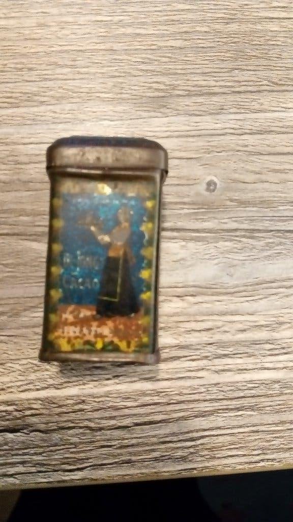 Antiek De jong Cacao monster blikje - Vintage verzamelobject, Ophalen of Verzenden, Gebruikt, Overige, Overige merken