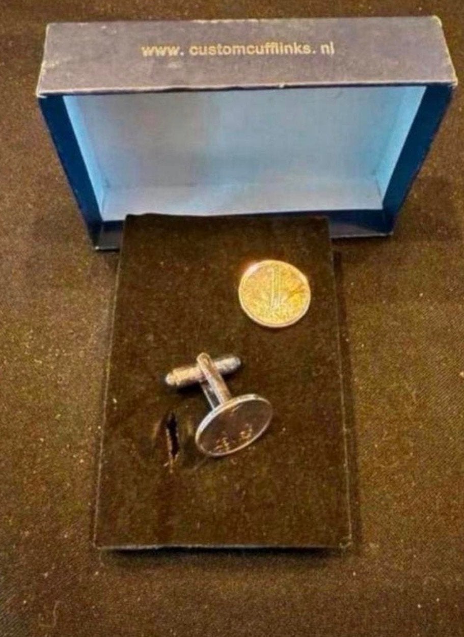 Vintage Manchetknopen - Originele Nederlandse 1 Cent 1955, Ophalen of Verzenden, Gebruikt, Overige materialen