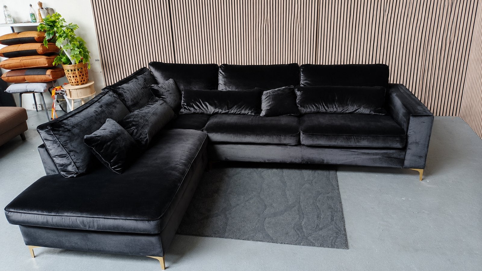 GRATIS LEVERING Velvet Hoekbank Zwart 310x240 GEREINIGD, Huis en Inrichting, Banken | Bankstellen, Hoekbank, 300 cm of meer, Ophalen of Verzenden