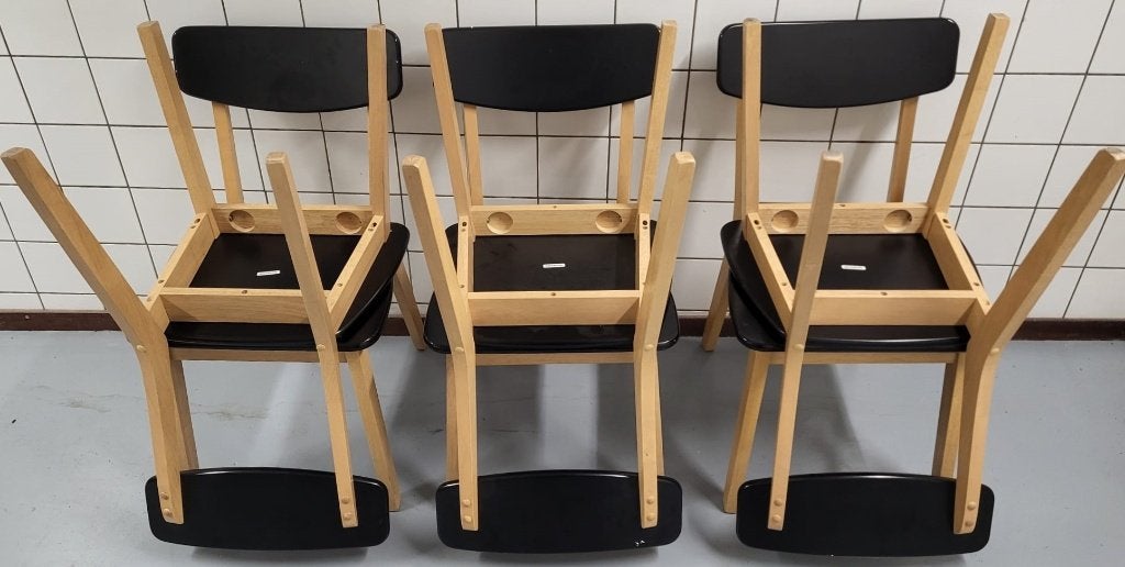 6 Deens Design (made in Malaysia) eetkamerstoelen (LEES), Ophalen, Gebruikt, Overige kleuren, Deens Danish Design hout strak modern minimalistisch Scandinavie