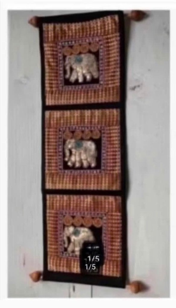 Oosters wandkleed Birma olifanten paillette zak 51 x 17 cm, Ophalen of Verzenden