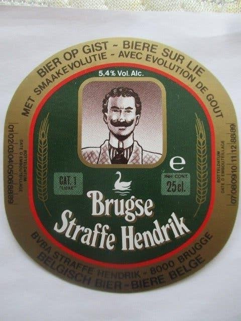 bieretiket Belgie 17-8 (19J) straffe hendrik, Verzamelen, Ophalen of Verzenden, Nieuw, Overige typen, Overige merken