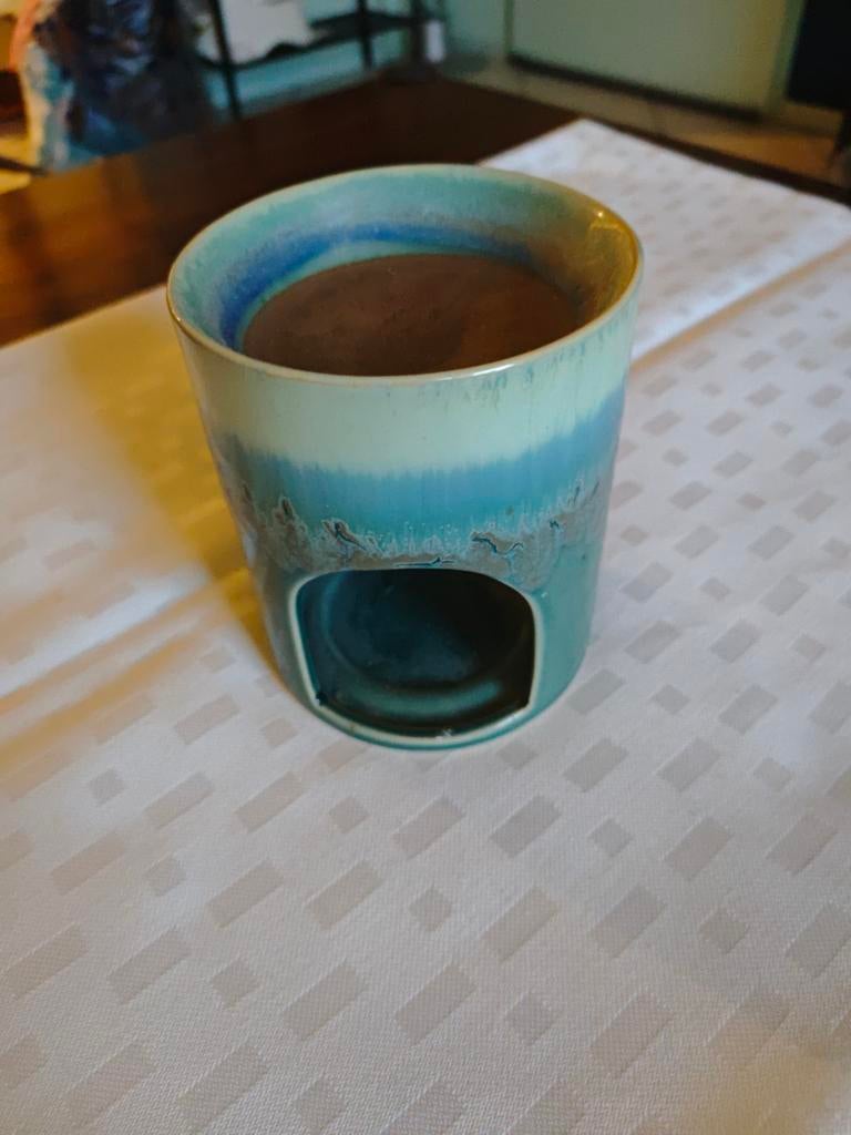 Keramische waxbrander/oliebrander in blauw/groen, Meerkleurig, Ophalen of Verzenden, Zo goed als nieuw, Modern