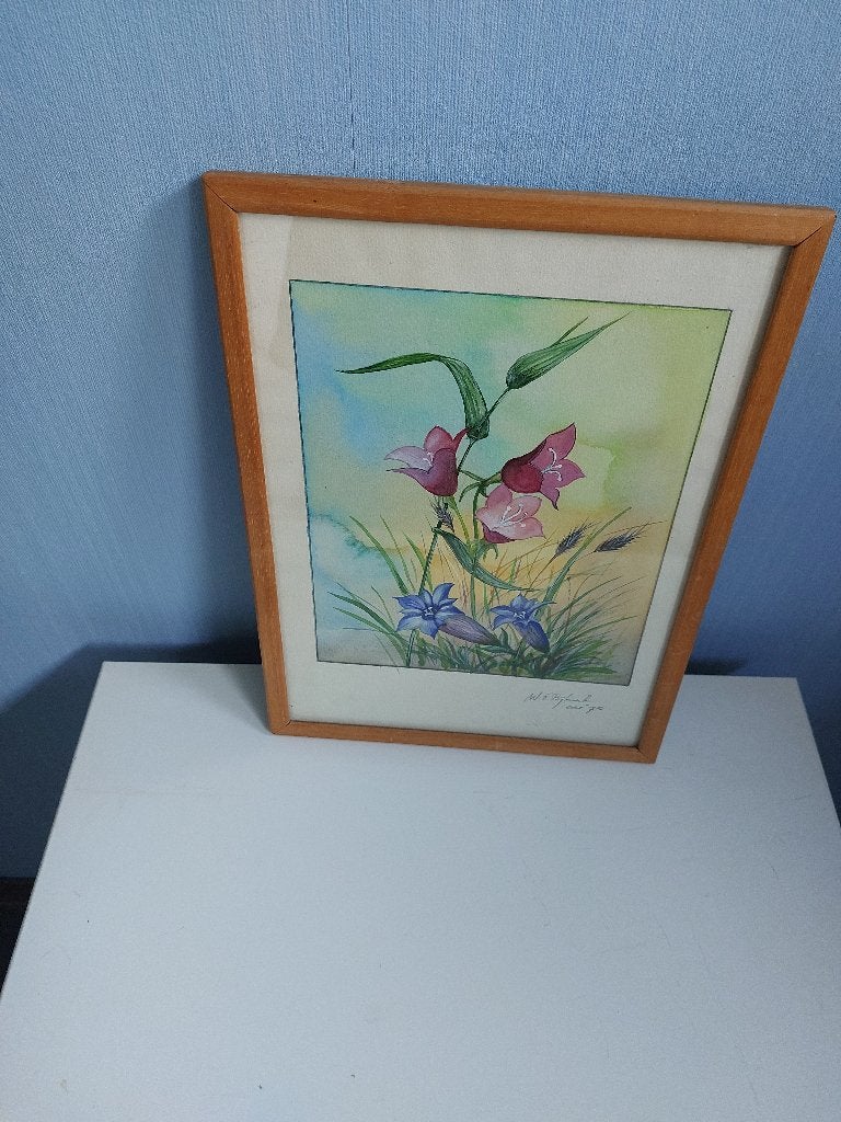 Schilderij ,  ingelijst, 32 x 24 cm. W.F. Bijkerk, okt.1975, Minder dan 50 cm, Gebruikt, Oorspronkelijke maker, Ophalen of Verzenden