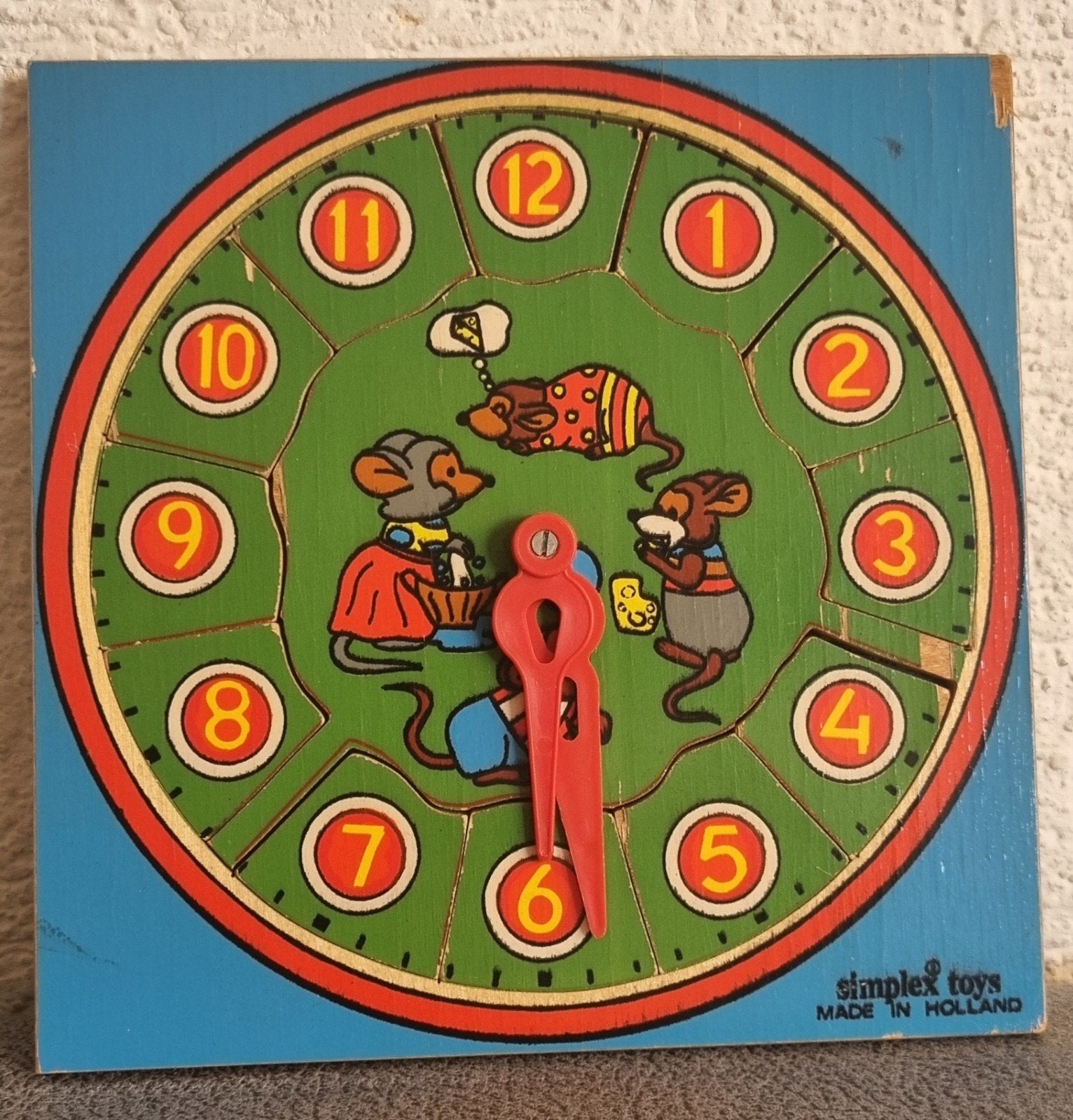Simplex puzzel, klok met muizen, vintage, Verzenden, 10 tot 50 stukjes, Gebruikt, 4 tot 6 jaar