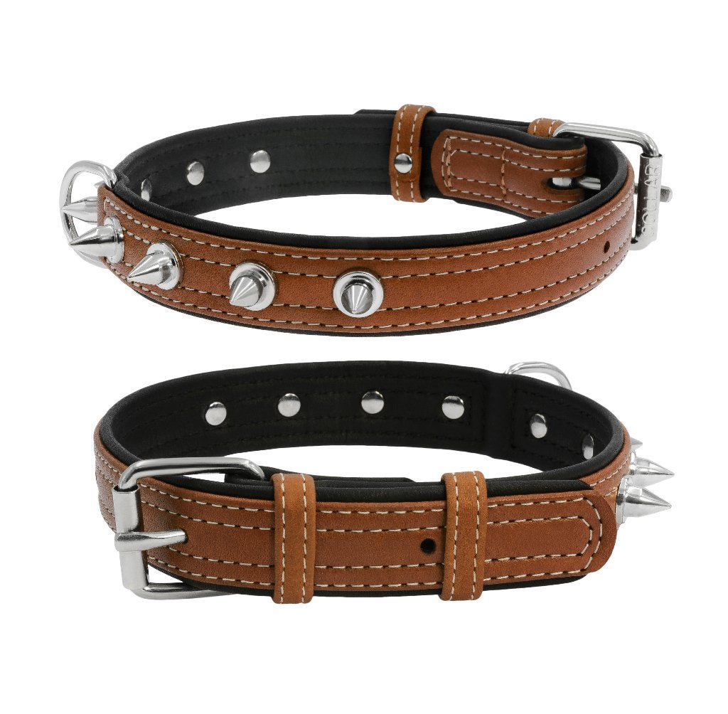 WAUDOG Soft Spiked Halsband Leder Bruin Nek 30-39 cm -40%!!, Ophalen of Verzenden, Handgemaakt, Nieuw
