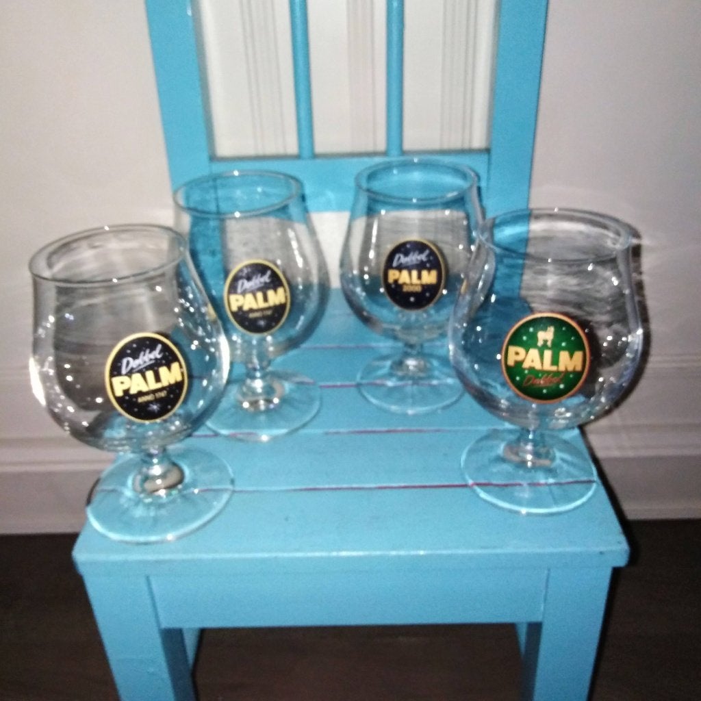 Palm dobbel bierglazen 4 stuks, Ophalen, Zo goed als nieuw, Glas of Glazen, Palm