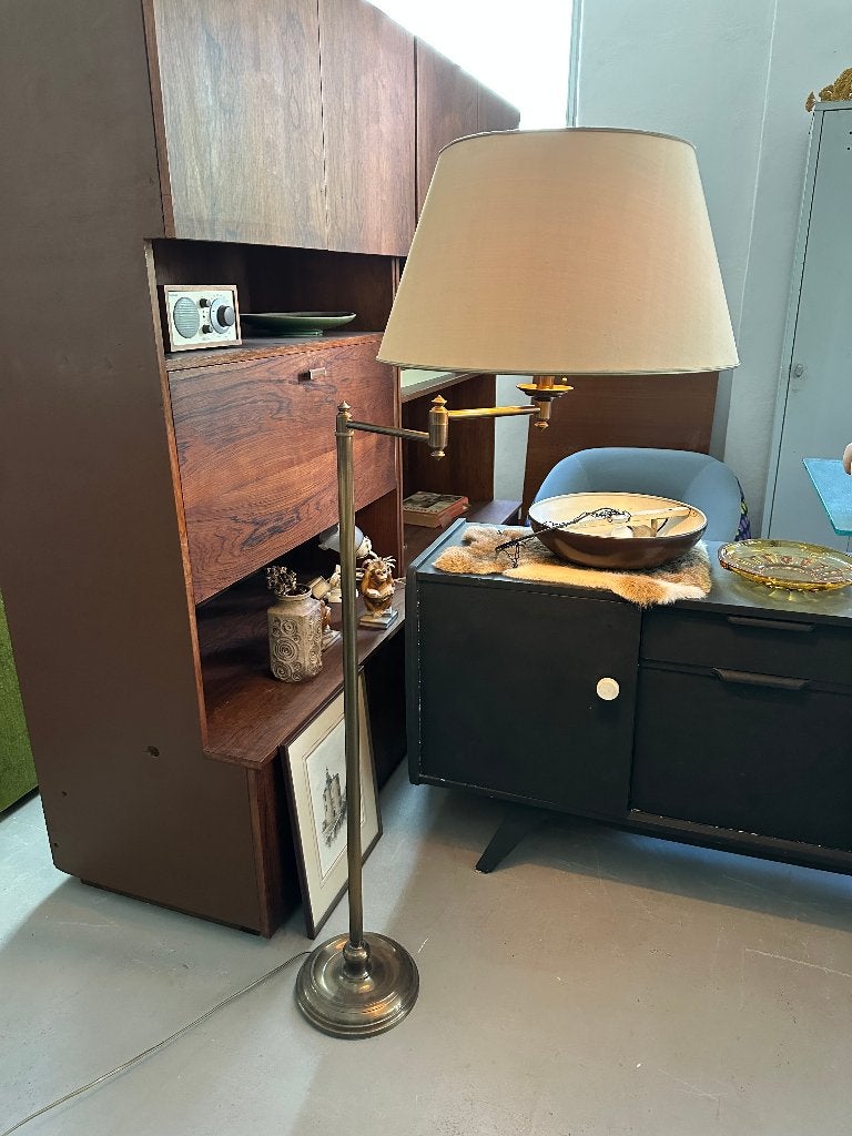 SALE: Brocante, antieke, vintage schemerlamp met zwenkarm, Ophalen