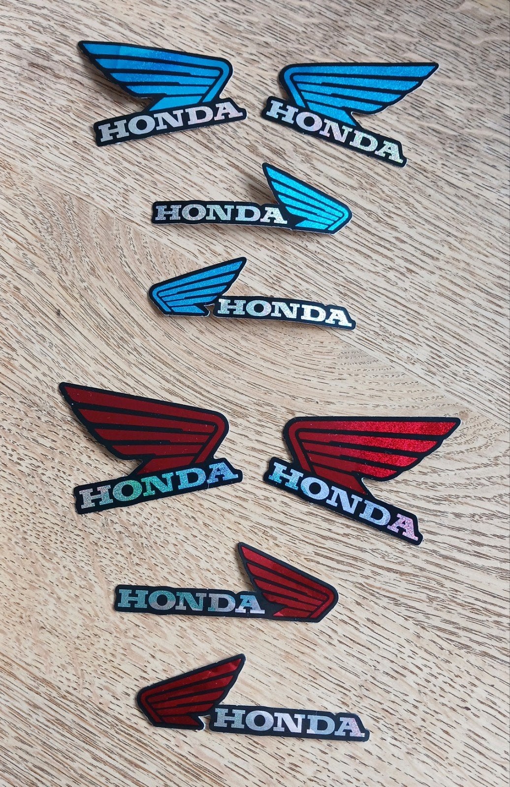 Setje stickers Honda motor vleugels glimmend chroom 3,-/4,50, Ophalen of Verzenden