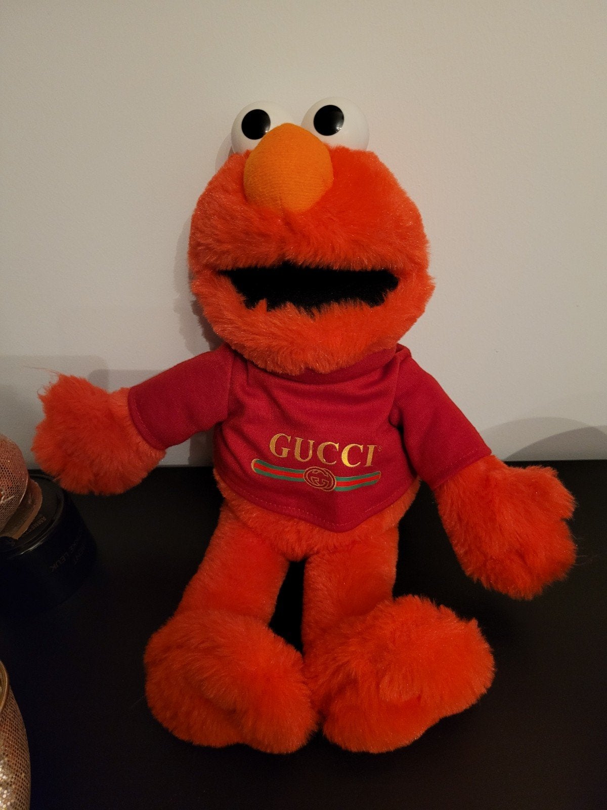Elmo knuffel Sesamstraat met Gucci shirt, Gebruikt, Overige merken, Overige karakters, Overige typen