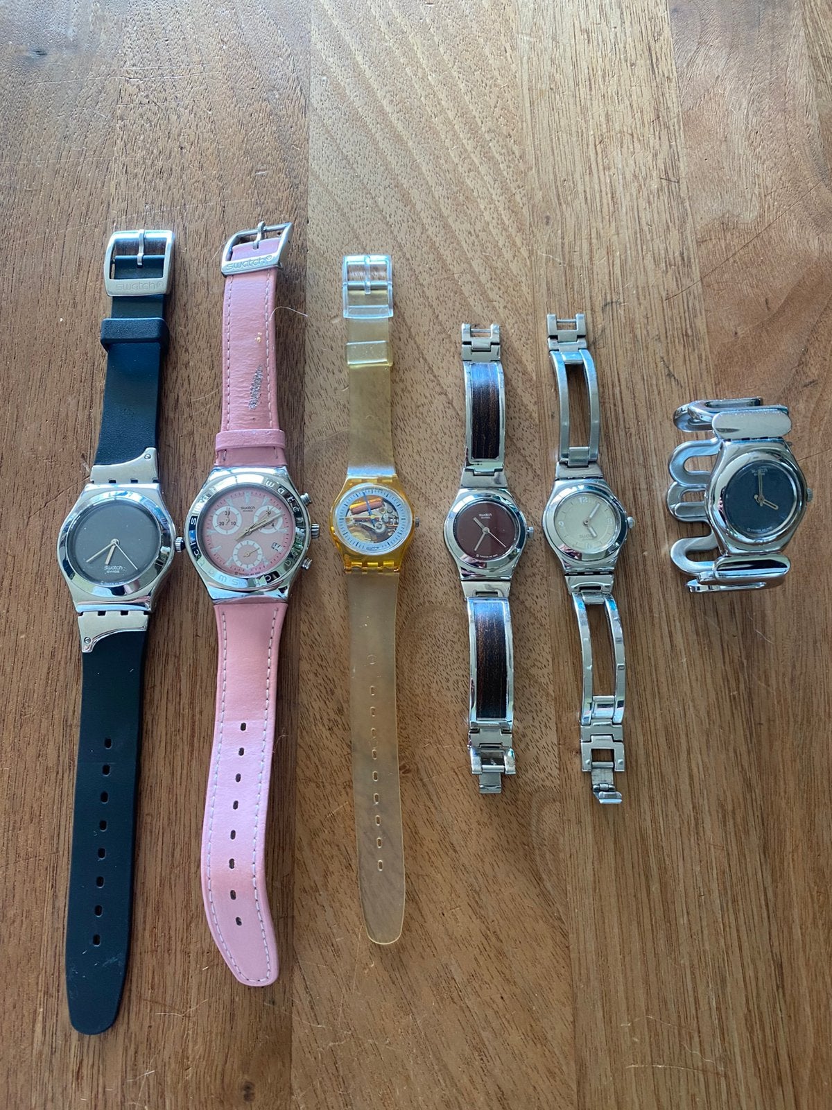 Verzameling van 6 vintage Swatch horloges, Gebruikt, Staal, Polshorloge, Swatch