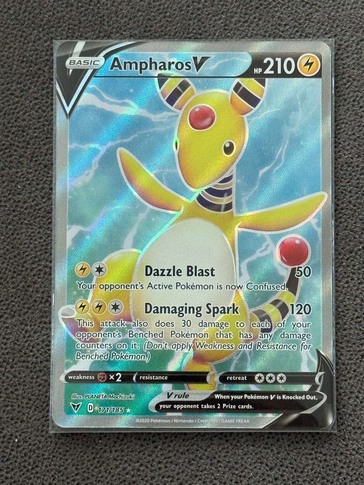 Ampharos V Pokémon Kaart (171/185), Ophalen of Verzenden, Zo goed als nieuw, Losse kaart, Foil