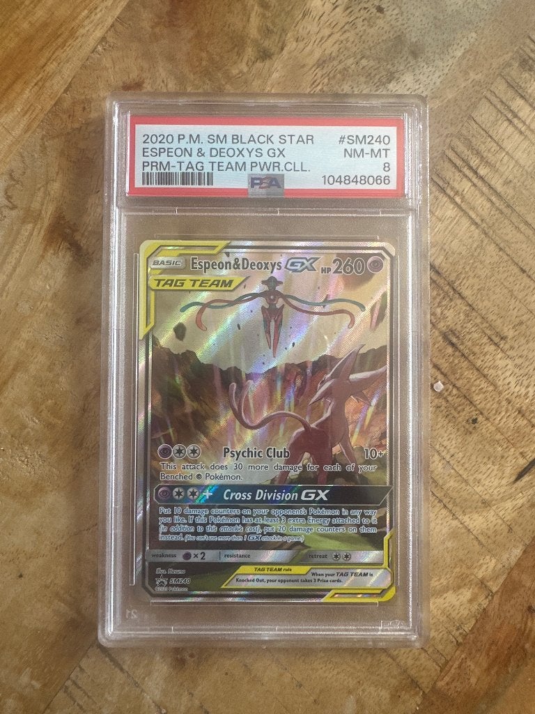 Espeon & Deoxys Tag Team PSA8, Verzenden, Zo goed als nieuw