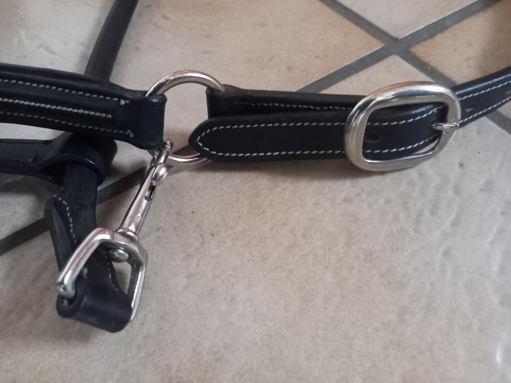 Zeer chique zwart leren halster nieuw maat pony, Dieren en Toebehoren, Paarden en Pony's | Hoofdstellen en Tuigage, Nieuw, Overige soorten