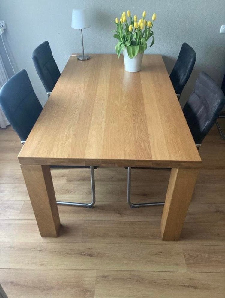 6 zwarte stoelen met RVS onderstel, Huis en Inrichting, Stoelen, Ophalen, Gebruikt, Zwart, Metaal
