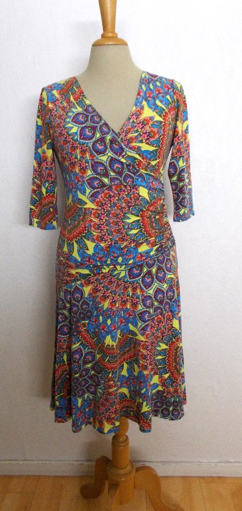 Leuke print jurk van Kleas & Myra's! 38, Maat 38/40 (M), Zo goed als nieuw, Knielengte, Meerkleurig