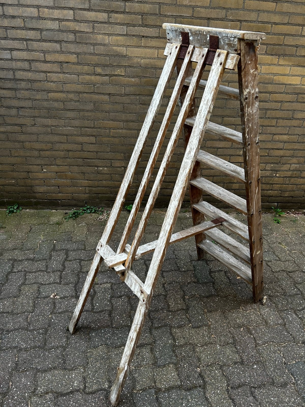 Oude houten trap - Decoratieve ladder, Doe-het-zelf en Verbouw, Ladders en Trappen, Ophalen, Gebruikt, Trap, Minder dan 2 meter