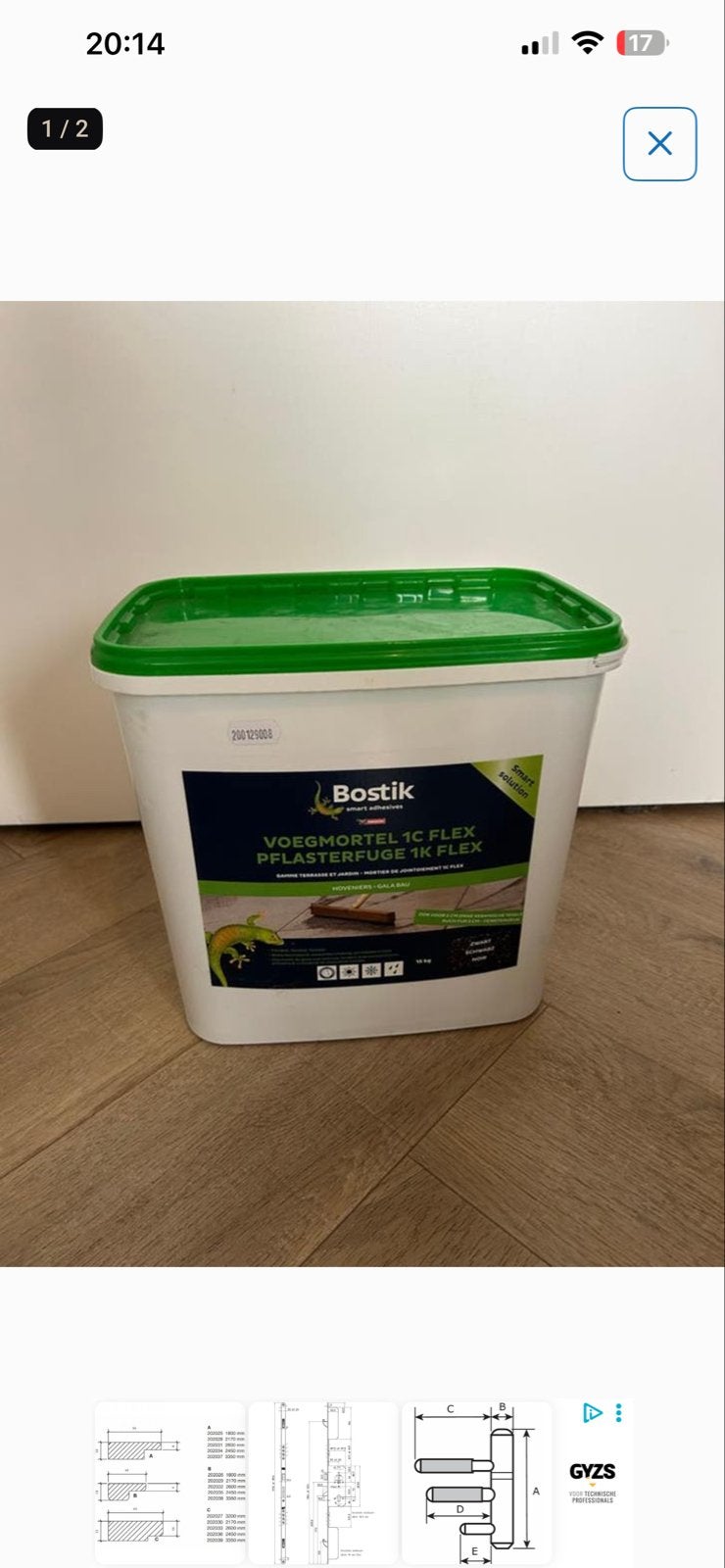 Bostik Voegmortel 1C Flex Grijs 15kg - Nieuw, Ophalen of Verzenden, Nieuw