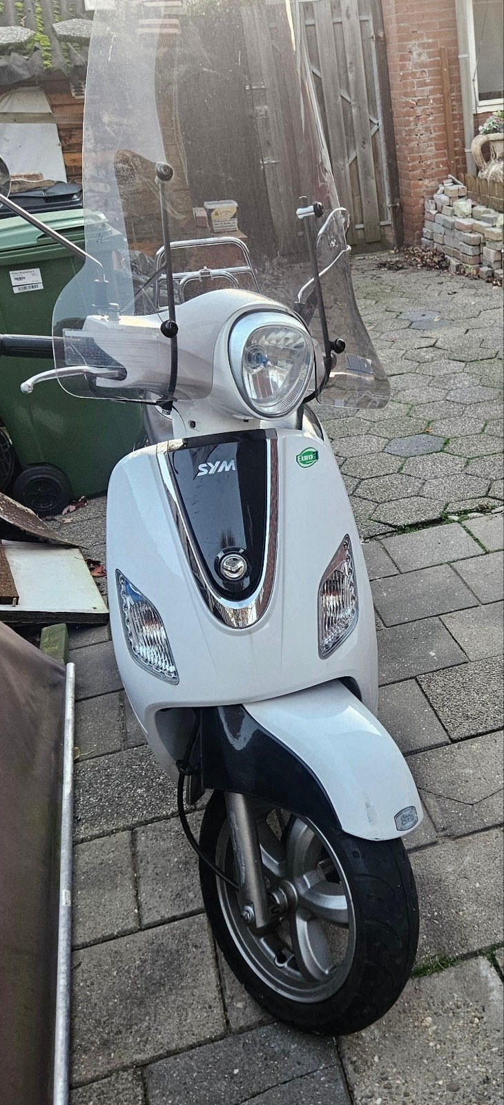 Sym Fiddle II scooter - Wit, 2017, 6974 km, Gebruikt, Maximaal 45 km/u, Ophalen of Verzenden, Benzine