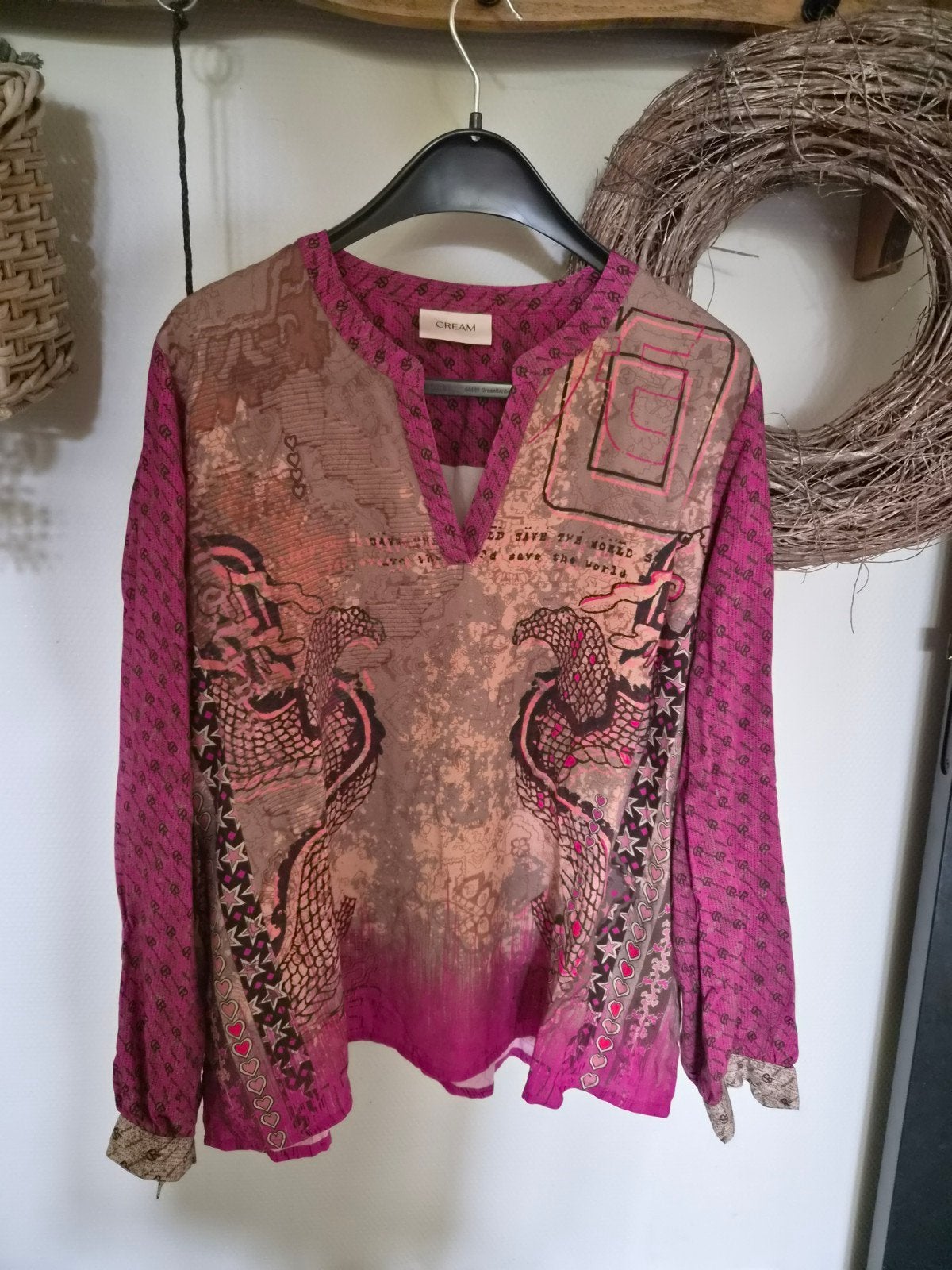 Cream Blouse - Maat 46, Kleding | Dames, Cream, Ophalen of Verzenden, Zo goed als nieuw, Meerkleurig