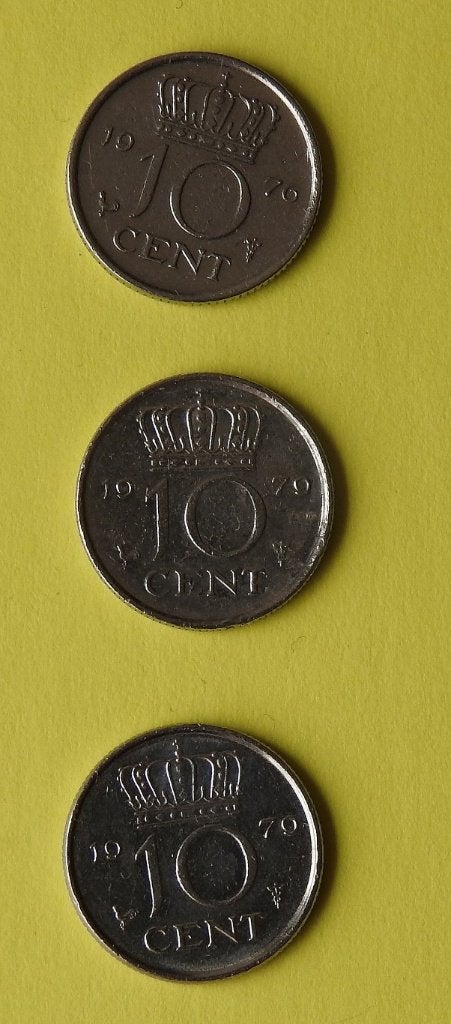 3 dubbeltjes jaren 1970, Verzenden, Koningin Juliana, 10 cent, Setje